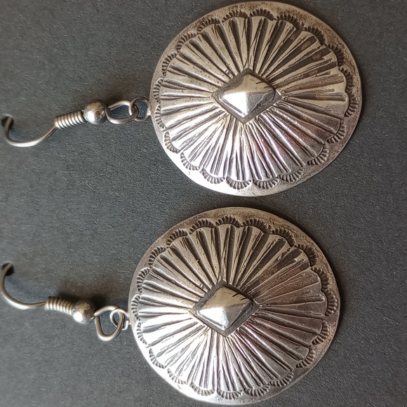 Handmade Jewelry - Traditional Sterling Silver Concho Dangle Earrings